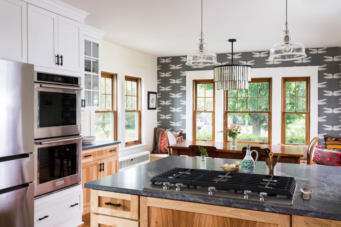 Kitchen renovation with wallpaper