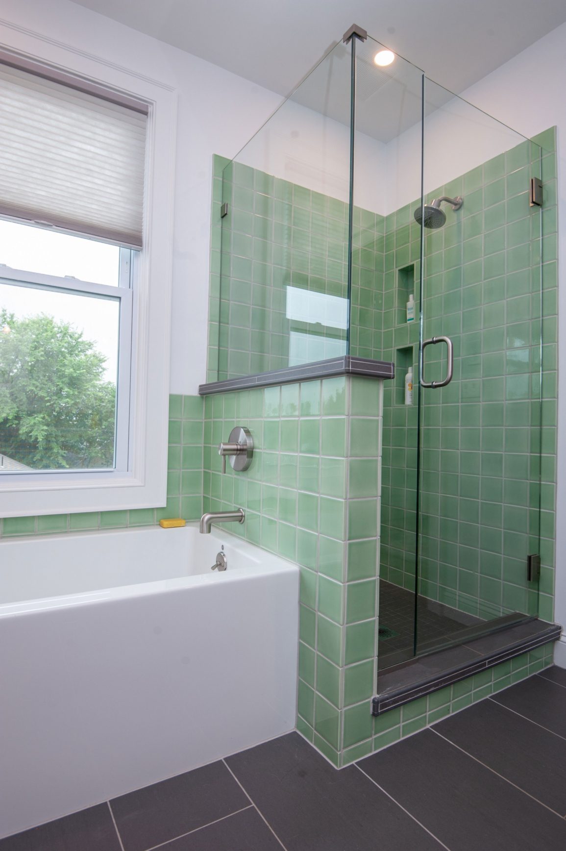 Green tile shower