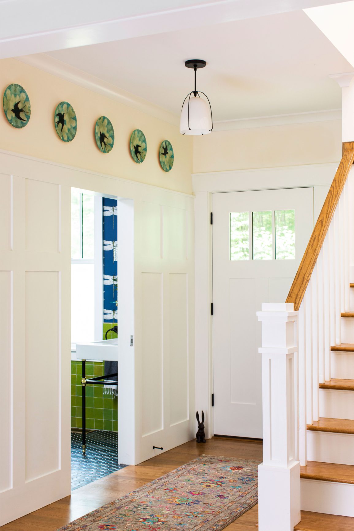 Clean entryway with newel post
