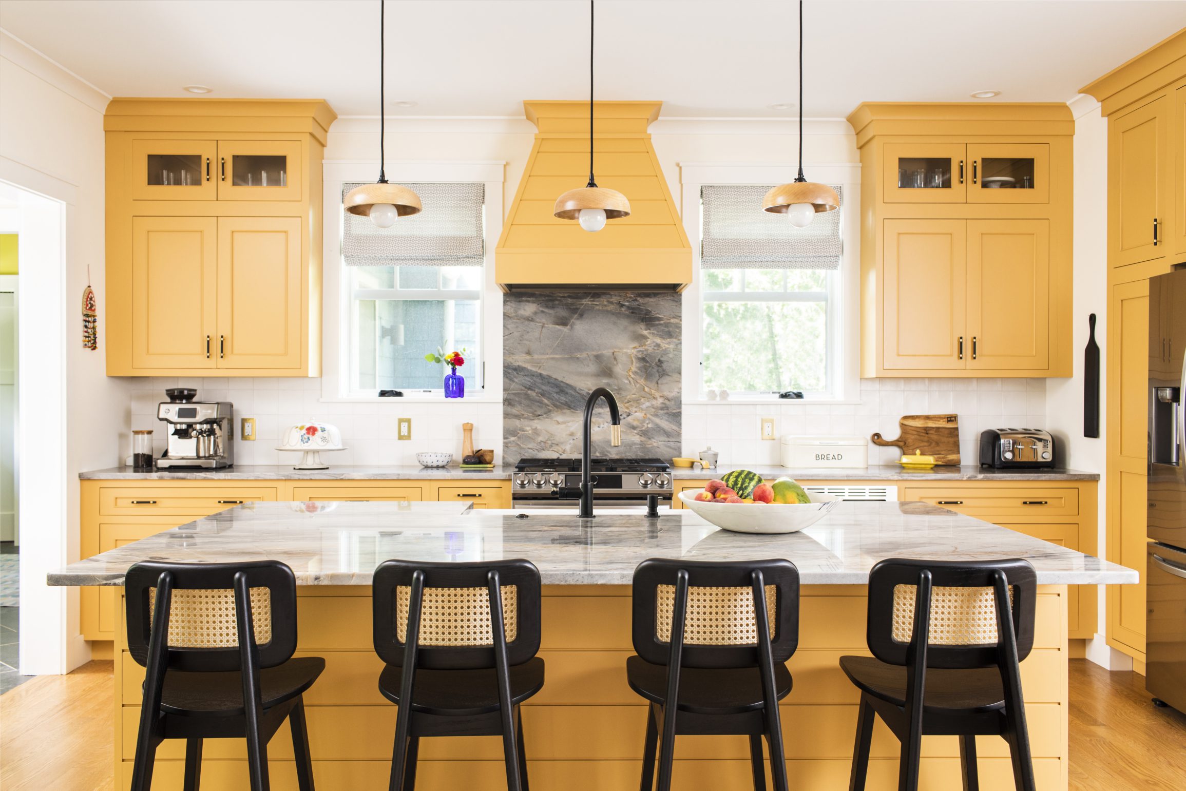 Kitchen with yellow cabinets